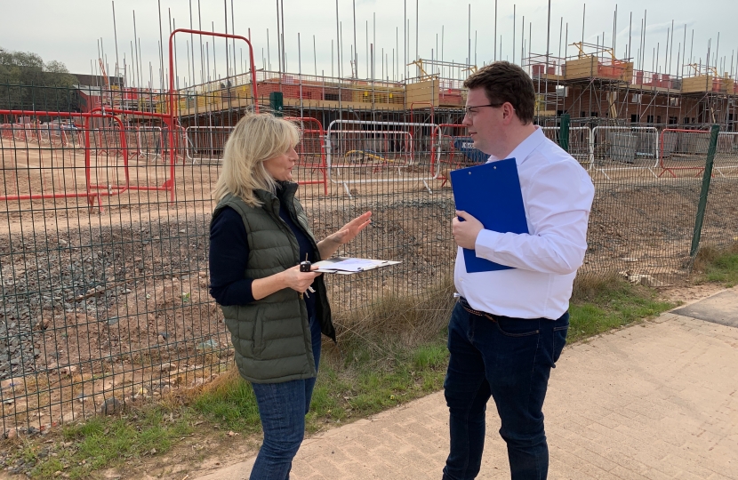 Gary with Cllr Debbie Clancy at a Building Site 