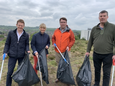 Gary Sambrook and Andy Street on a litter pick