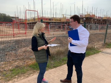 Gary with Cllr Debbie Clancy at a Building Site 